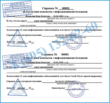 справка об отсутствии контактов Купить справку об отсутствии контактов с инфекционно-больными в Одинцово